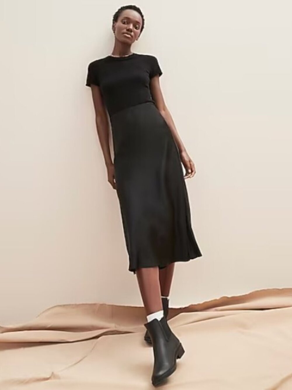 J. Crew Gwyneth Slip Skirt in Black Size Medium